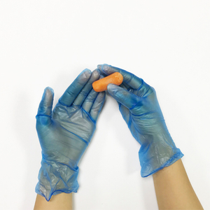Guantes de vinilo azul sin polvo de tacto suave de grado alimenticio