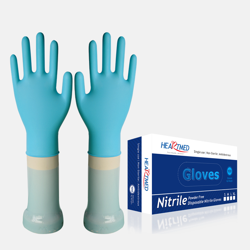 Guantes de nitrilo desechables sin polvo azul claro a granel
